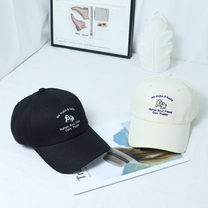 Women's Embroidered Puppy-Themed Baseball Cap Bowlift