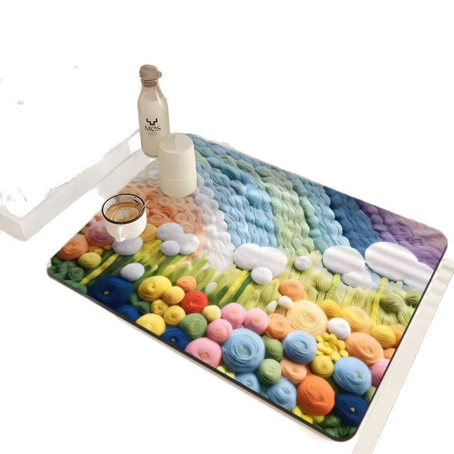 Floral-Themed Kitchen Mat Bowlift