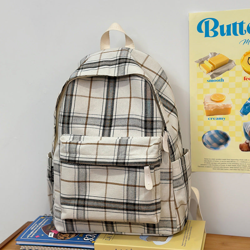 Plaid Patterned Backpack Bowlift