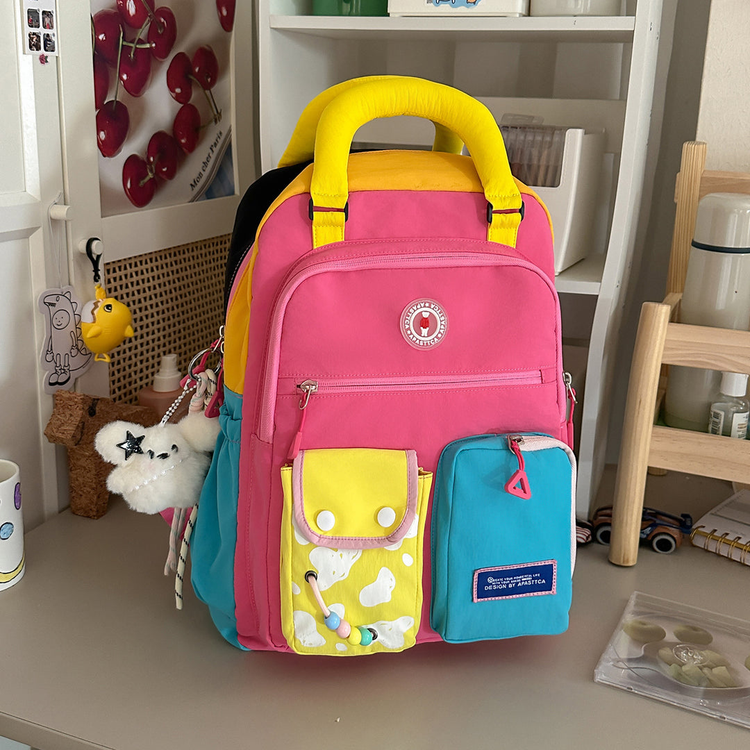 Color Block Multi-Functional Backpack Bowlift