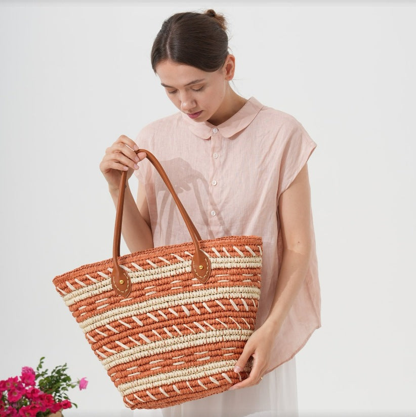Polka Dot Rattan Handbag Bowlift