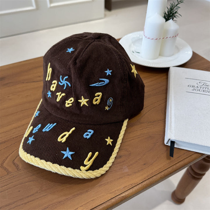 Women's Embroidered Corduroy Baseball Cap Bowlift