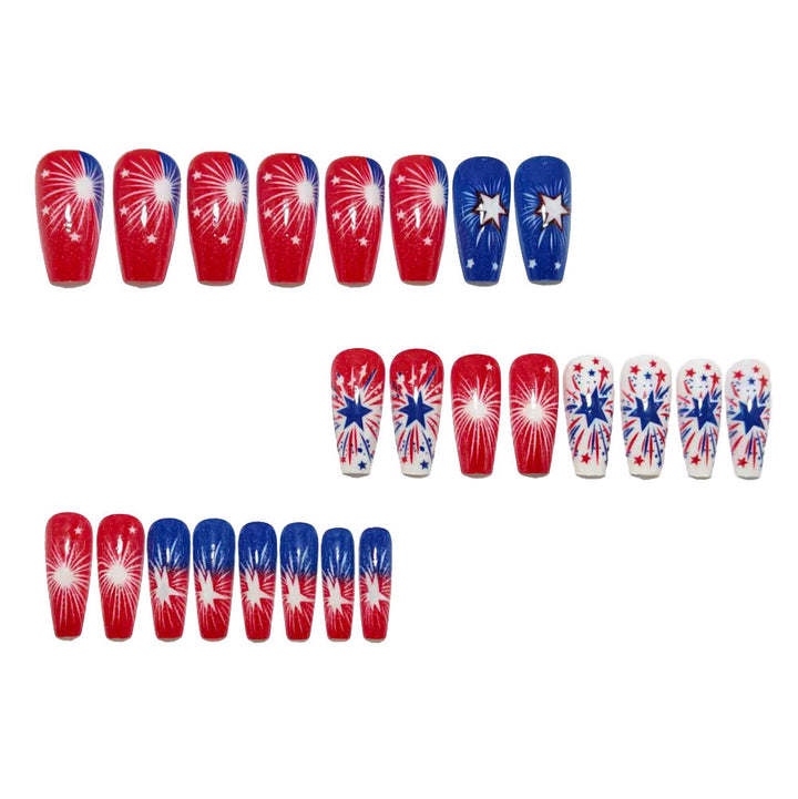 Artificial nails with festive star and fireworks design Bowlift
