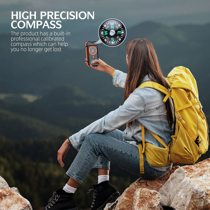Portable Solar Power Bank with LED Light and Compass Bowlift