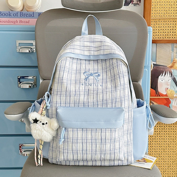 Checked Patterned Casual Backpack Bowlift