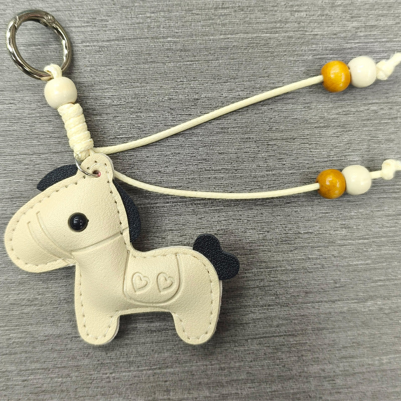 Playful Horse Shaped Leather Keychain Bowlift
