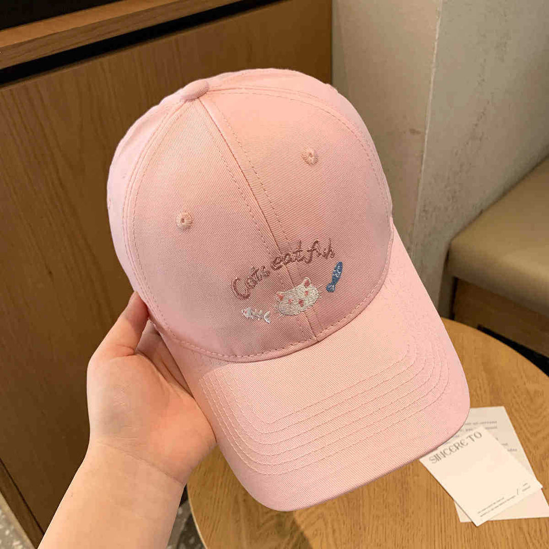 Women's Embroidered Cat-Themed Baseball Cap Bowlift