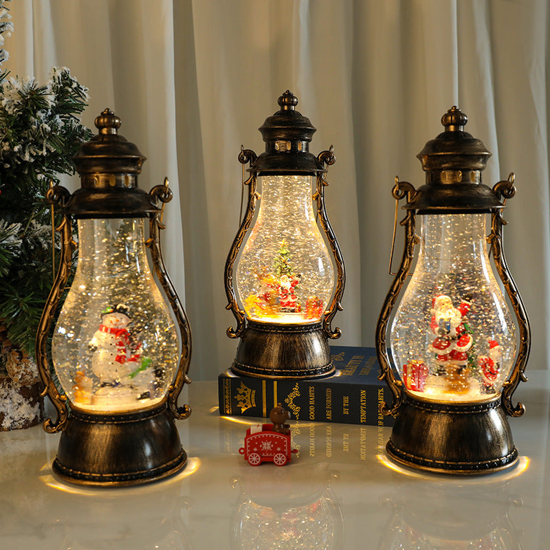 Decorative LED Lantern with Winter Scene Bowlift