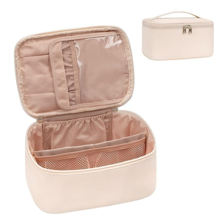 Cosmetic Organizer Bag with Structured Design and Versatile Compartments Bowlift