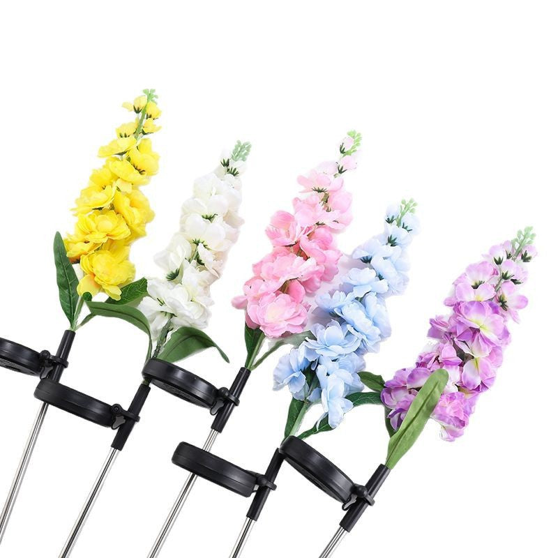 Tall Artificial Delphinium Floral Stake With Adjustable Metal Ground Spike And Removable Clamp Bowlift