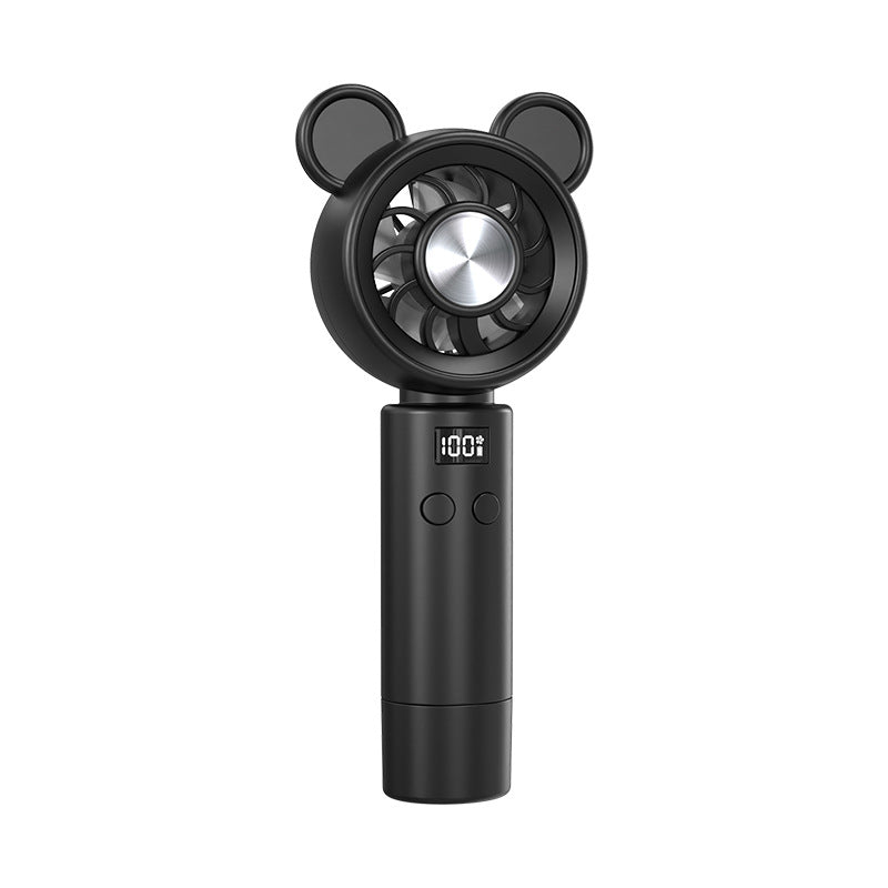 Unisex Portable Hand Fan in Cute Bear Design with Digital Display Bowlift