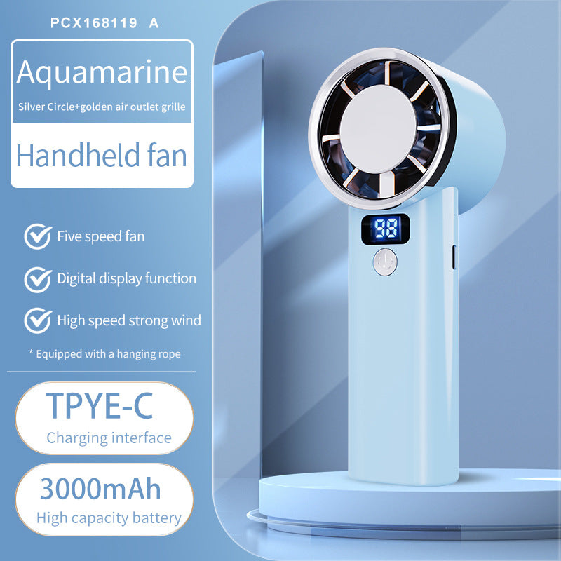 Women Portable Hand Fan with Digital Display Bowlift