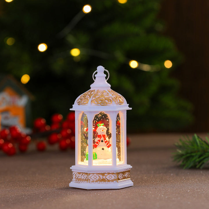 Decorative LED Lantern with Christmas Figurine Bowlift