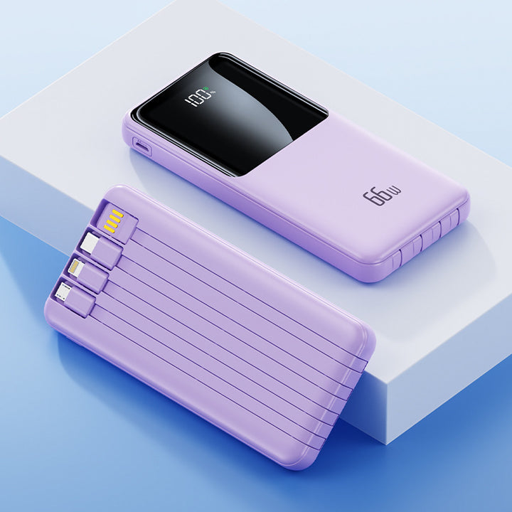 Portable power bank with integrated charging cables and LED battery status indicator Bowlift