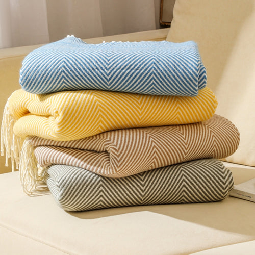 Luxury Herringbone Pattern Throw Blanket Bowlift