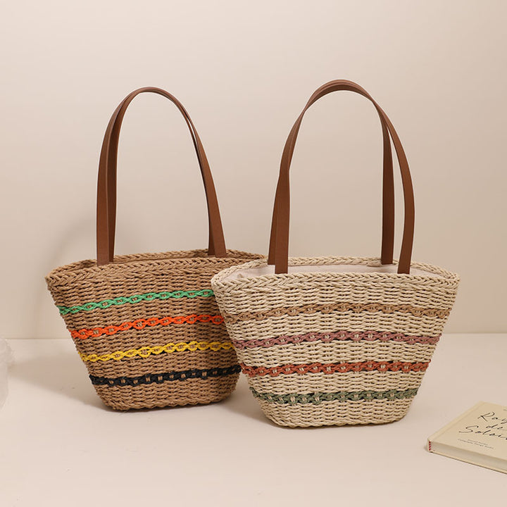Trendy Straw Bag with Colorful Details Bowlift