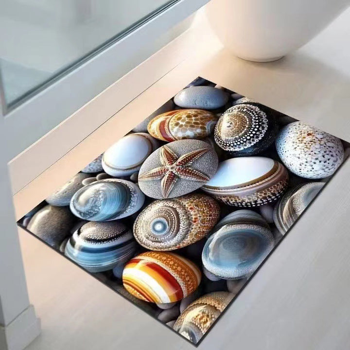 Coastal Seashell Design Bath Mat Bowlift