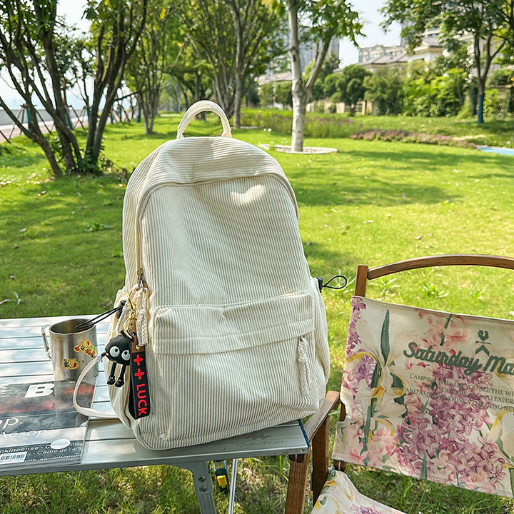 Corduroy Textured Casual Backpack Bowlift