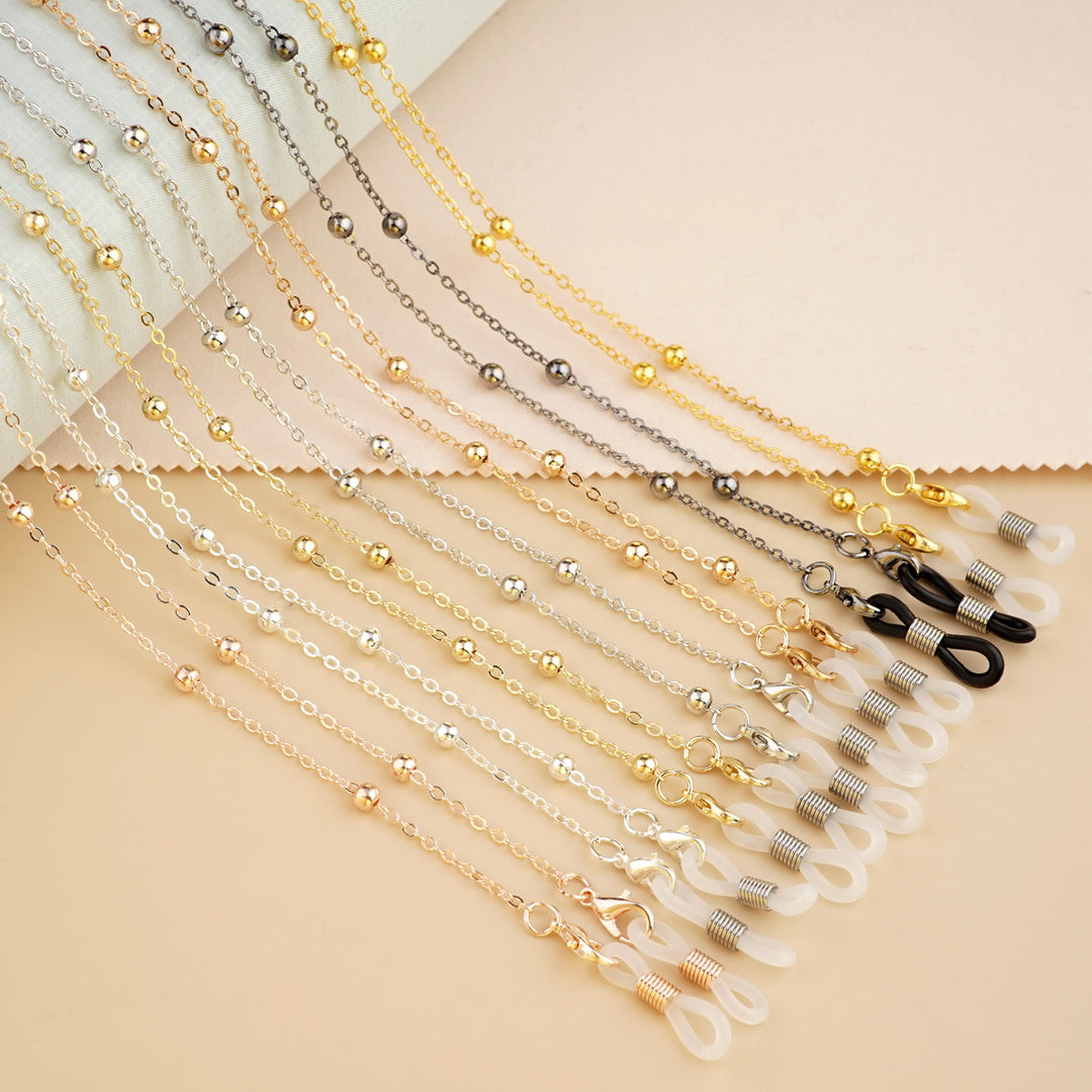 Silver Bead Decorative Eyewear Holder Chain Bowlift