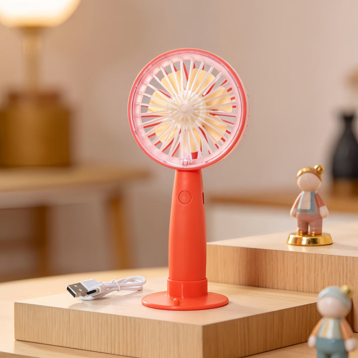 Women's portable USB hand fan with flexible tilt mechanism and ergonomic handle Bowlift