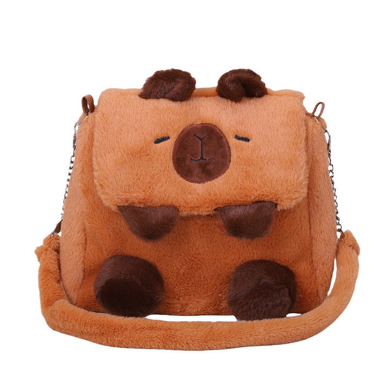 Plush shoulder bag with animal motif and shoulder strap Bowlift