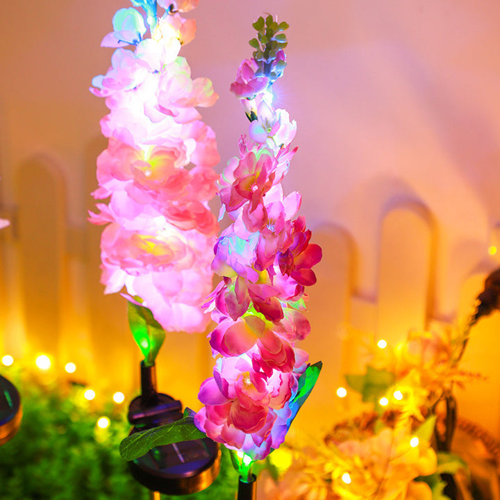 Decorative Tall Artificial Delphinium Garden Stake With Stainless Steel Spike And Adjustable Clip Bowlift