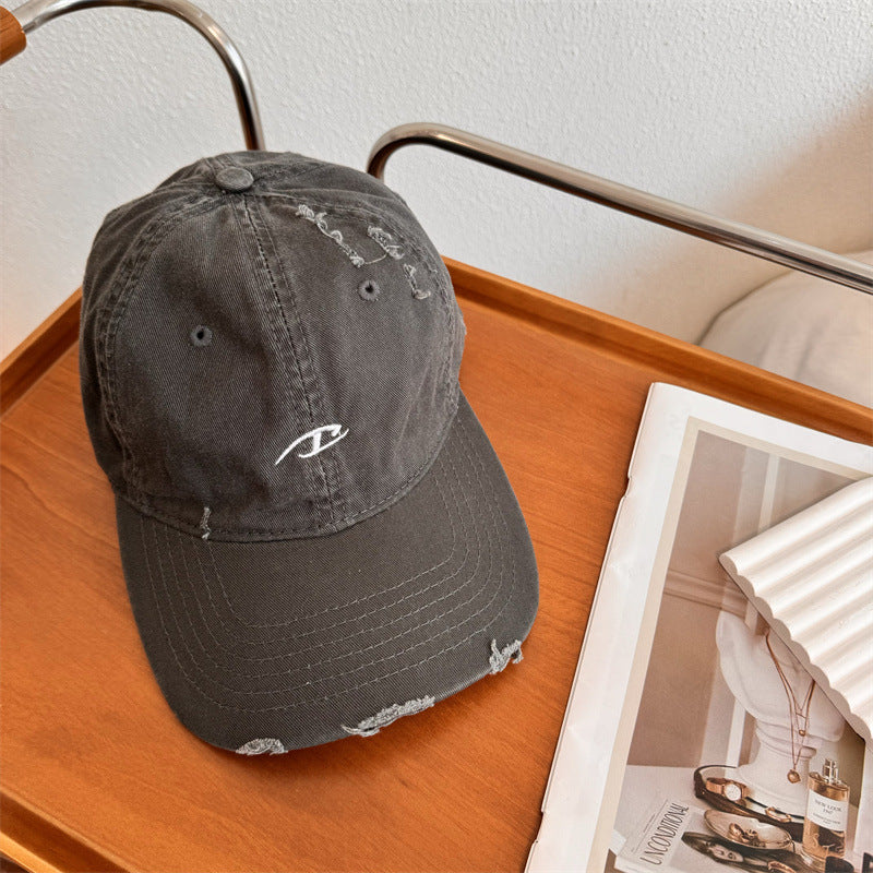 Men's Distressed Cotton Baseball Cap Bowlift