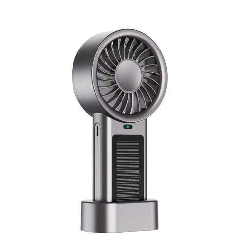 Unisex portable hand fan with solar panel, USB charging function and rechargeable battery Bowlift