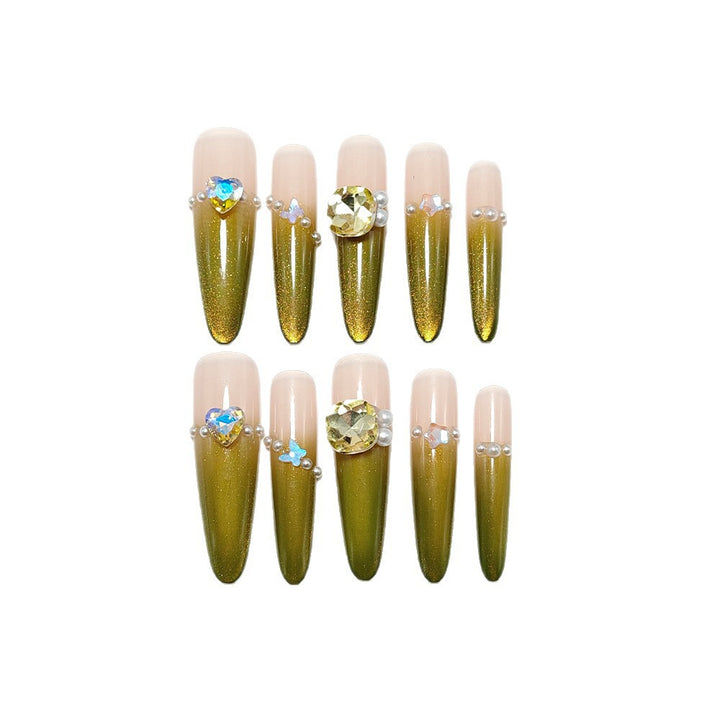 Elegant Artificial Nails with Rhinestone and Glitter Decorations Bowlift