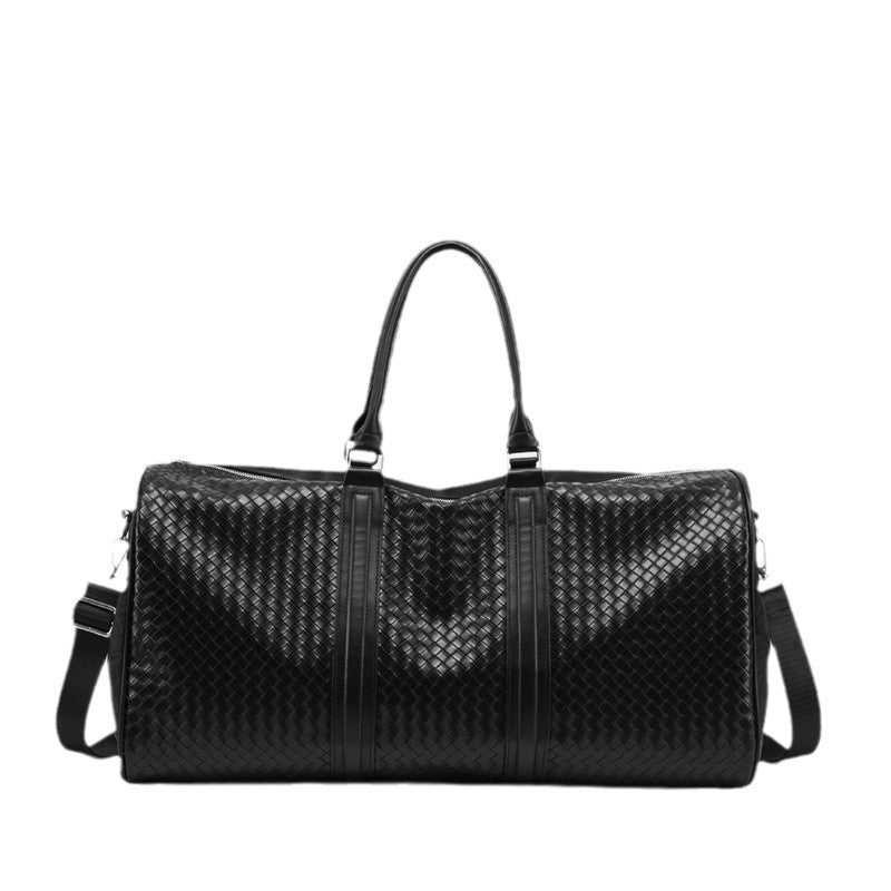 Premium Woven Leather Weekend Duffel Bag Bowlift