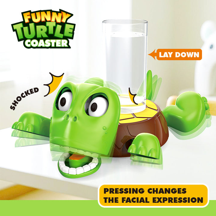 Interactive Turtle Drink Coaster With Animated Mouth, Moving Limbs And Shock-Sensor Surprise