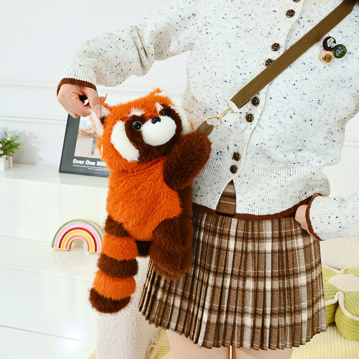 Plush Shoulder Bag with Cute Red Fox Design Bowlift