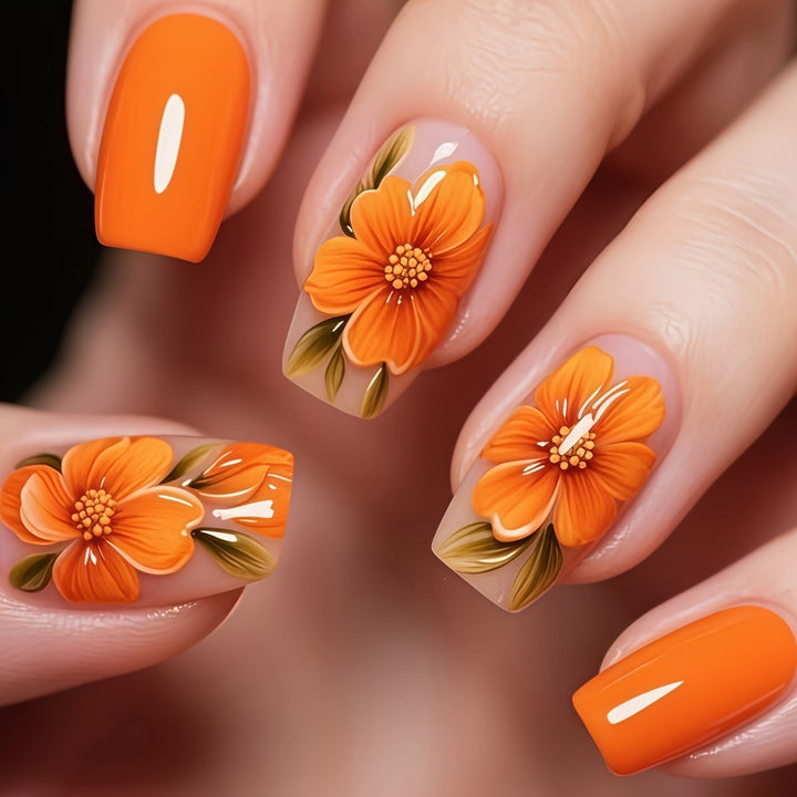 Artificial nails with floral 3D design Bowlift