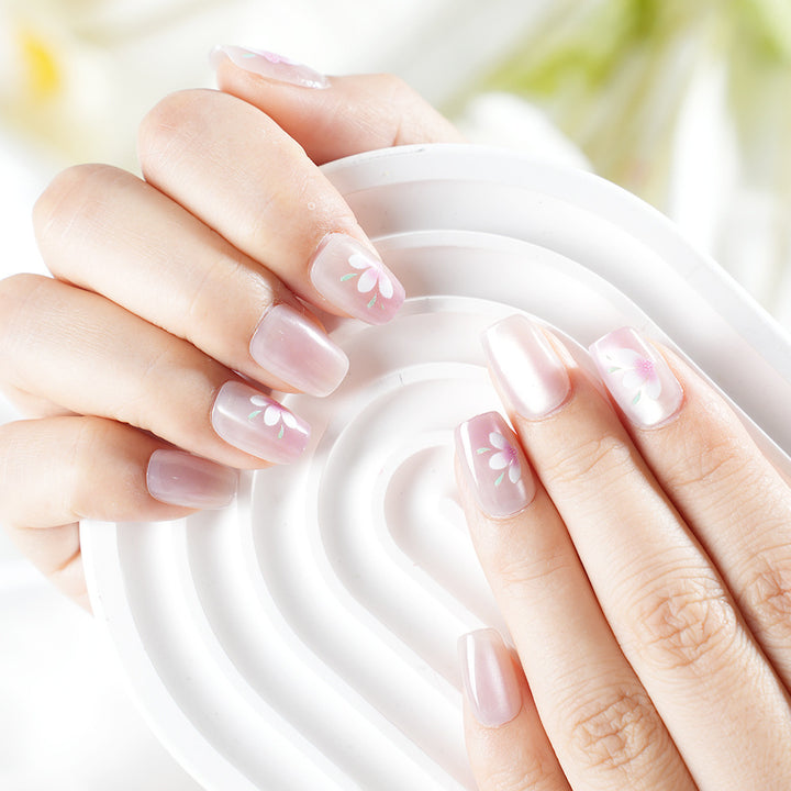 Decorative Floral Press-On Nail Set Bowlift