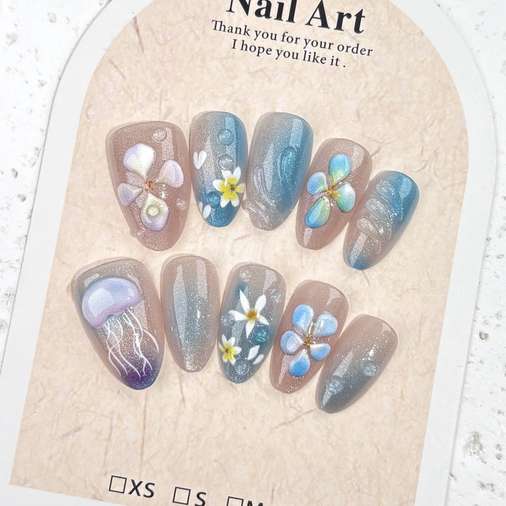 Floral-Inspired Artistic Press-On Nail Set