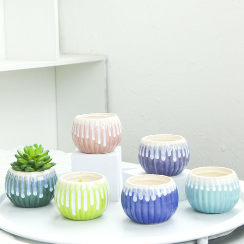 Ribbed Ceramic Planter Bowlift