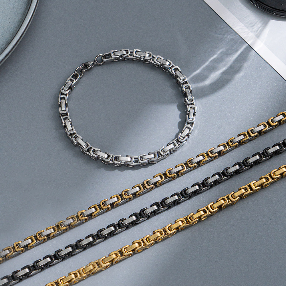 Chunky Rectangular Link Chain Bracelet Bowlift