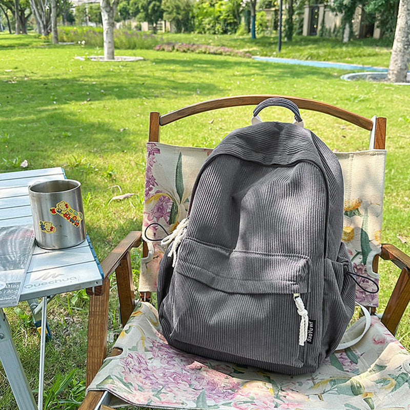 Corduroy Textured Casual Backpack Bowlift