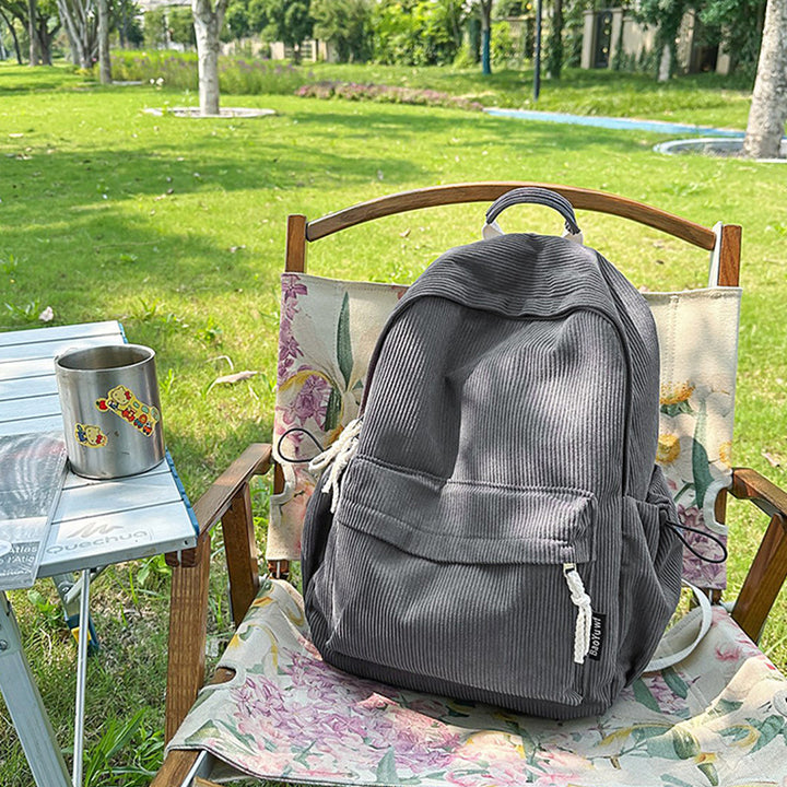 Corduroy Textured Casual Backpack Bowlift