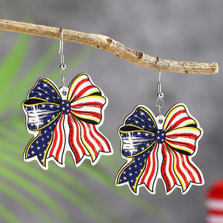 Women's handmade acrylic earrings can holder with patriotic flag motif and fish hook closure Bowlift