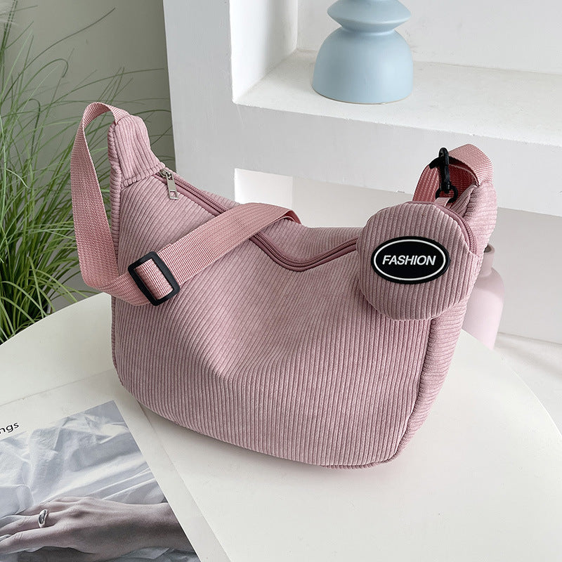 Casual Corduroy Crossbody Bag Bowlift