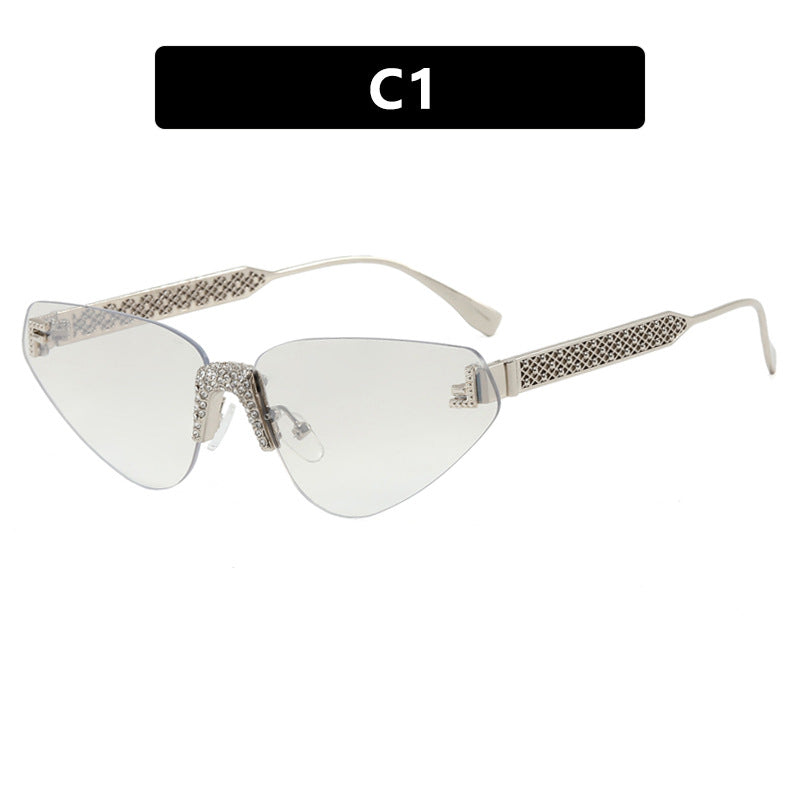 Women Designer Cat Eye Sunglasses with Sparkling Rhinestone Embellishment Bowlift