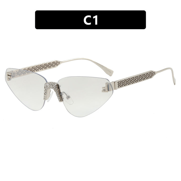 Women Designer Cat Eye Sunglasses with Sparkling Rhinestone Embellishment Bowlift