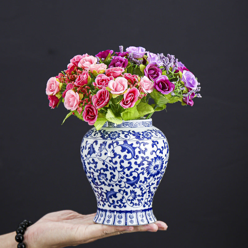 Floral Patterned Decorative Ceramic Jar Bowlift