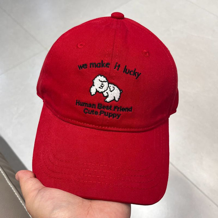 Men's Casual Embroidered Puppy Design Baseball Cap Bowlift
