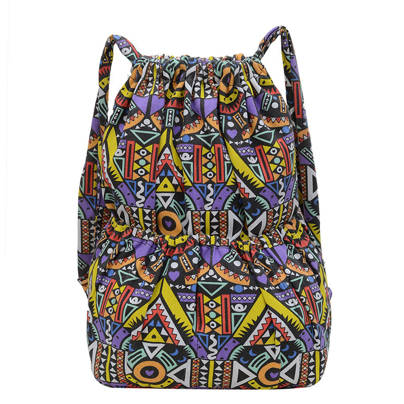 Drawstring Elephant Print Backpack Bowlift