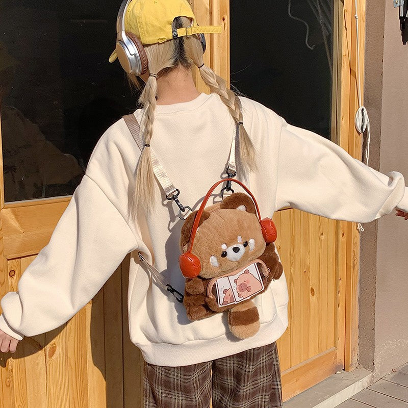 Plush Shoulder Bag in Bear Design Bowlift