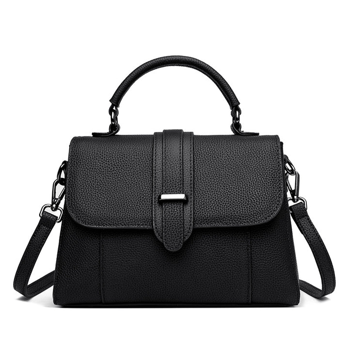 Elegant Leather Top Handle Handbag Bowlift