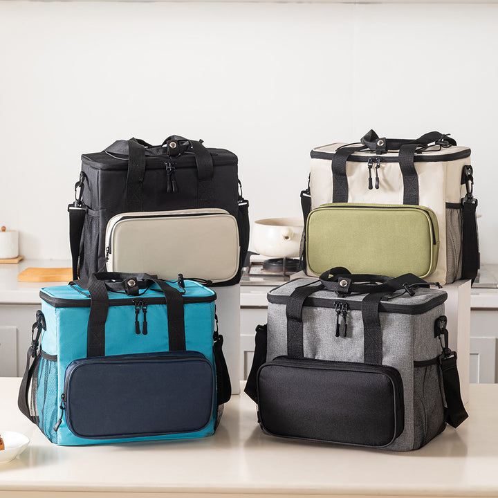 Insulated Lunch Cooler Tote Bag with Front Organizer Pocket and Adjustable Shoulder Strap Bowlift