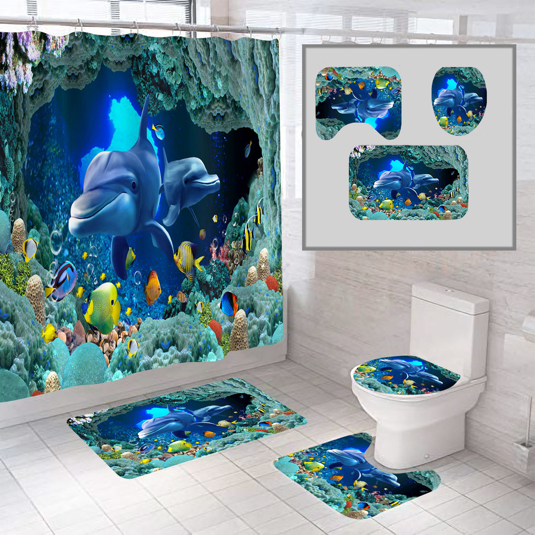 Dolphin-Themed Bathroom Decor Set Bowlift